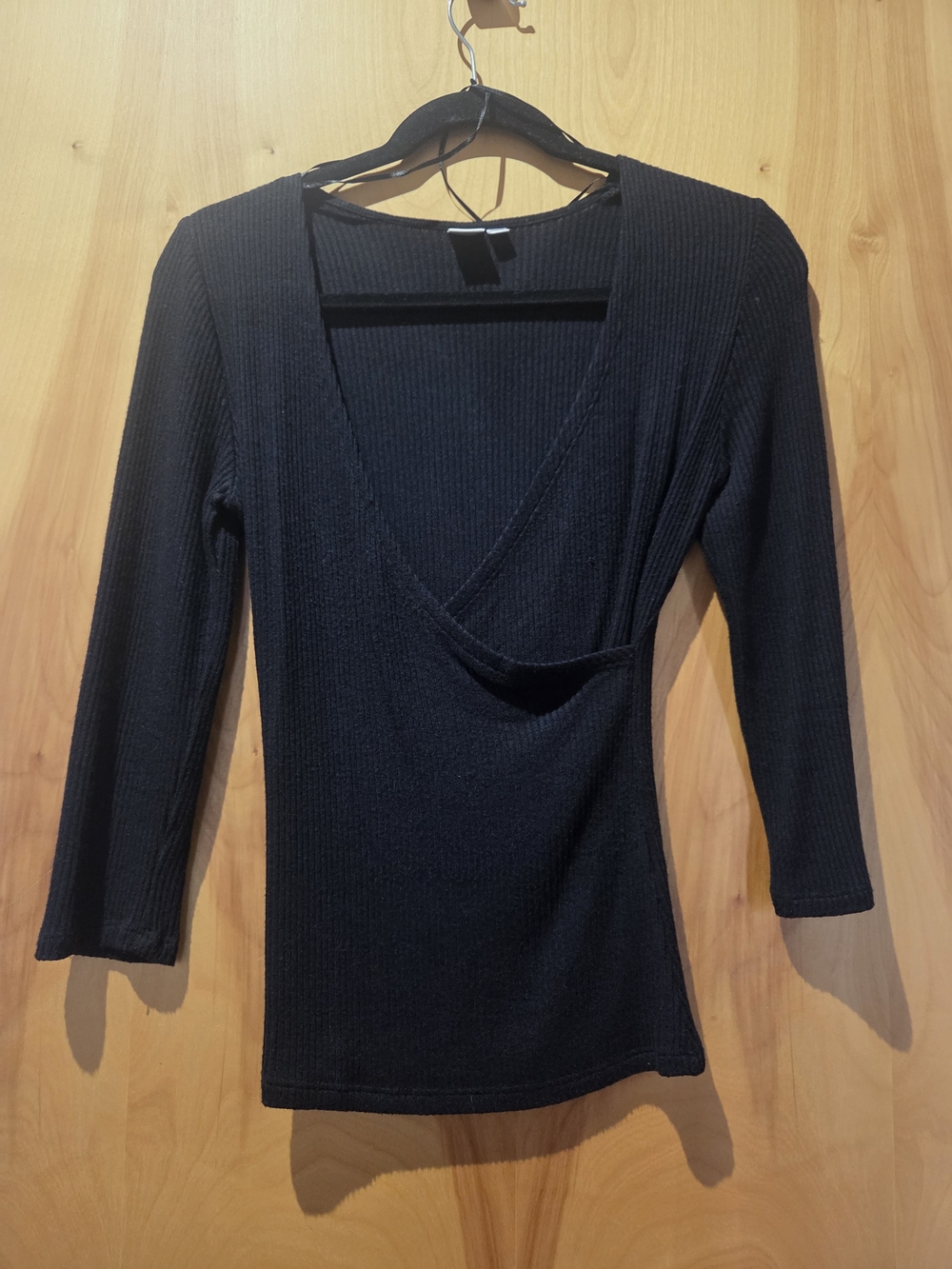 twik Black Ribbed 3/4 Sleeve Top